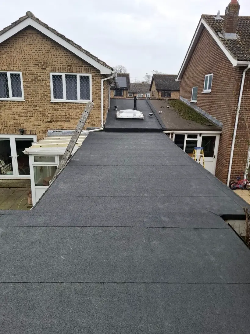 A newly re-covered flat felt roof completed by Tammat Group