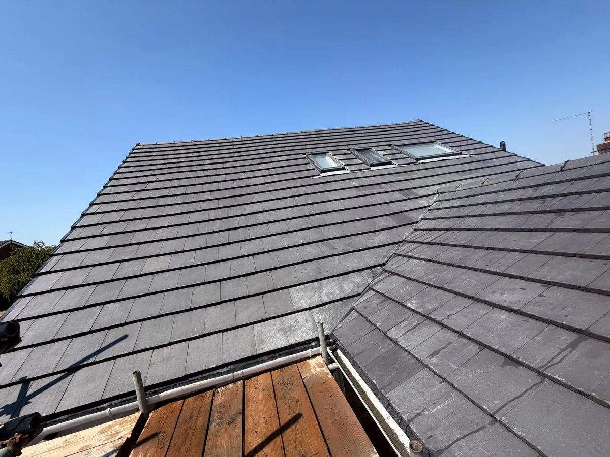 New grey tiled roof