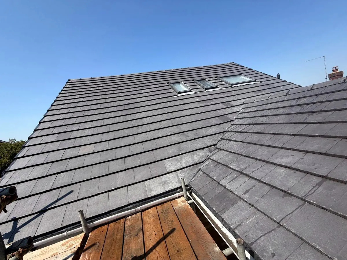 New tiled pitched roof with rooflights